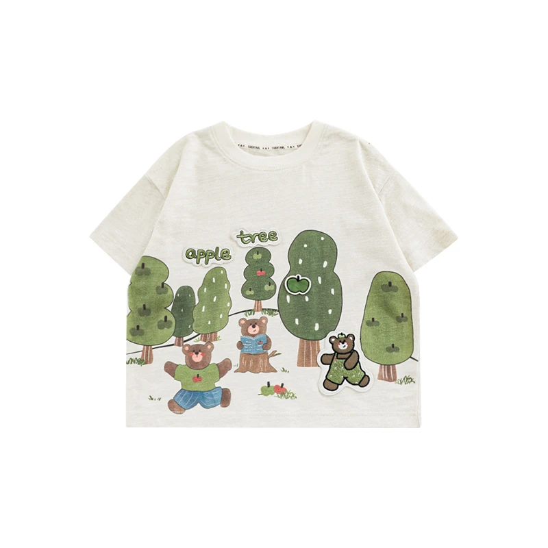 YOEHYAUL/幼悠夏叁波【 立体萌熊贴布】套装T恤N5942