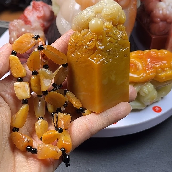 顺***0寿山石手把件把玩件