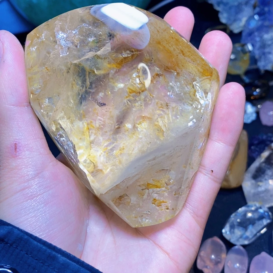 水晶天然礁花水晶随形未镶嵌兔*