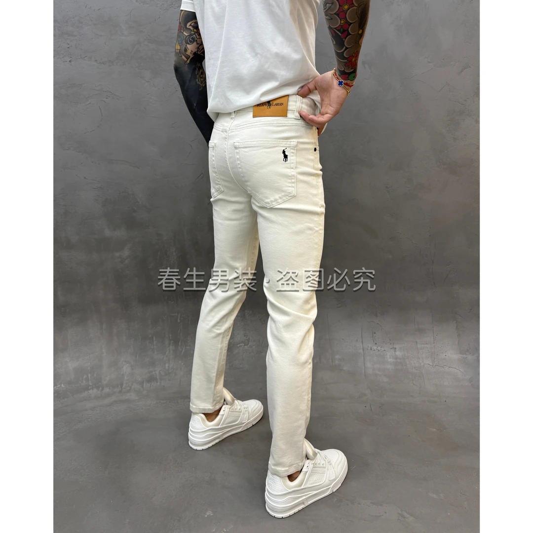 2025早秋新款时尚休闲百搭净版纯色修身刺绣牛仔裤6008