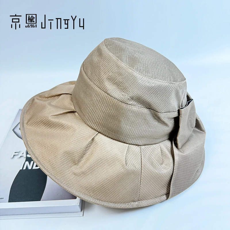 京榆 原创设计桑蚕丝大帽檐时尚百搭透气户外防晒遮阳帽时装礼帽