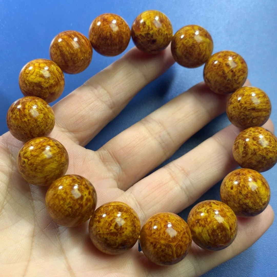 松木半**情琥珀木手串1.6