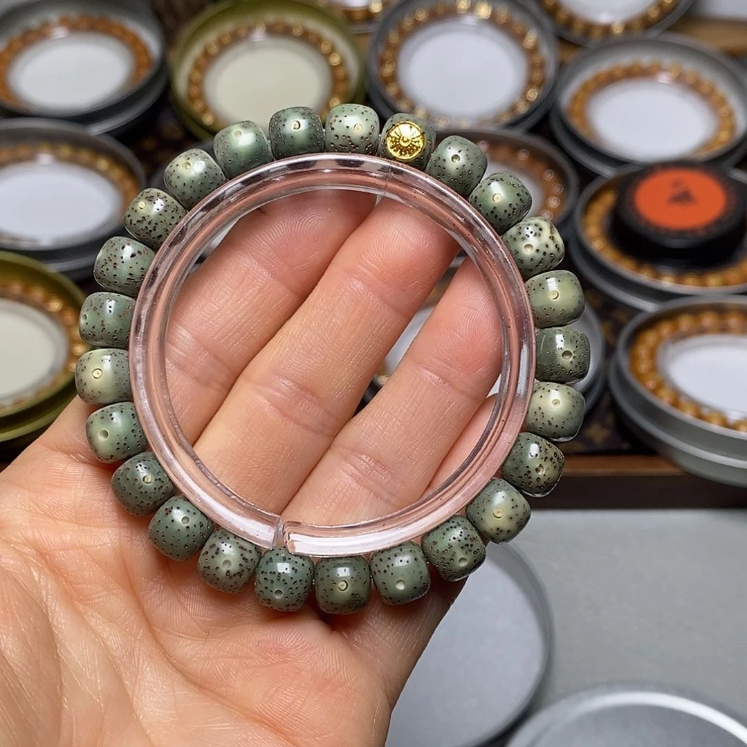 猴头核桃手串303号9左右金标绿幽灵老型全品