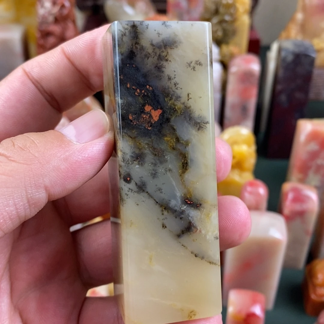 巴林石印石巴林鸡血石水草素章