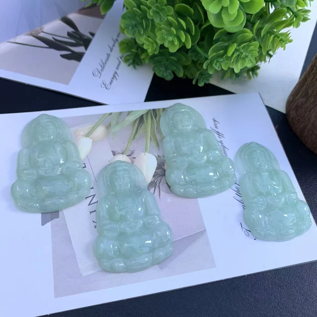 天然缅甸翡翠A货底色大观音5294211807/多样性发其一CP配绳