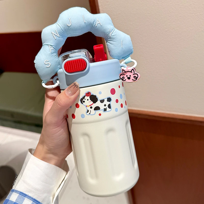 水杯保温杯女大容量创意新款2025高颜值儿童手提学生可爱吸管杯子
