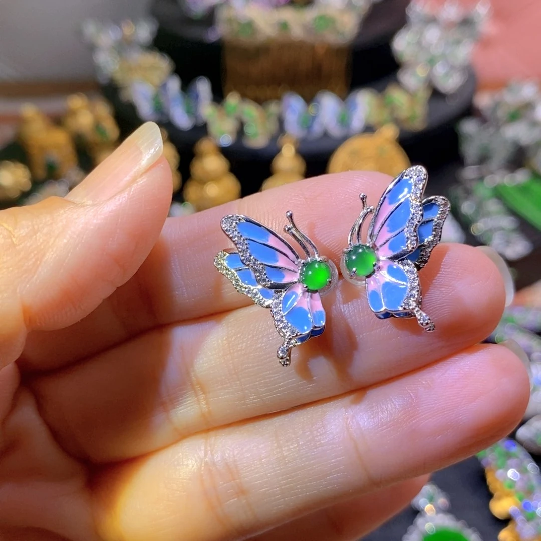 吊坠(不含链)银S925镶嵌翡翠