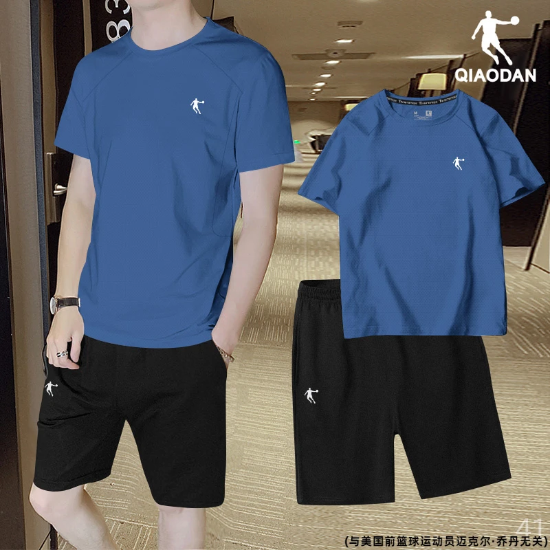 乔丹运动套装男2025新款速干透气短袖T恤两件套五分短裤正品男士