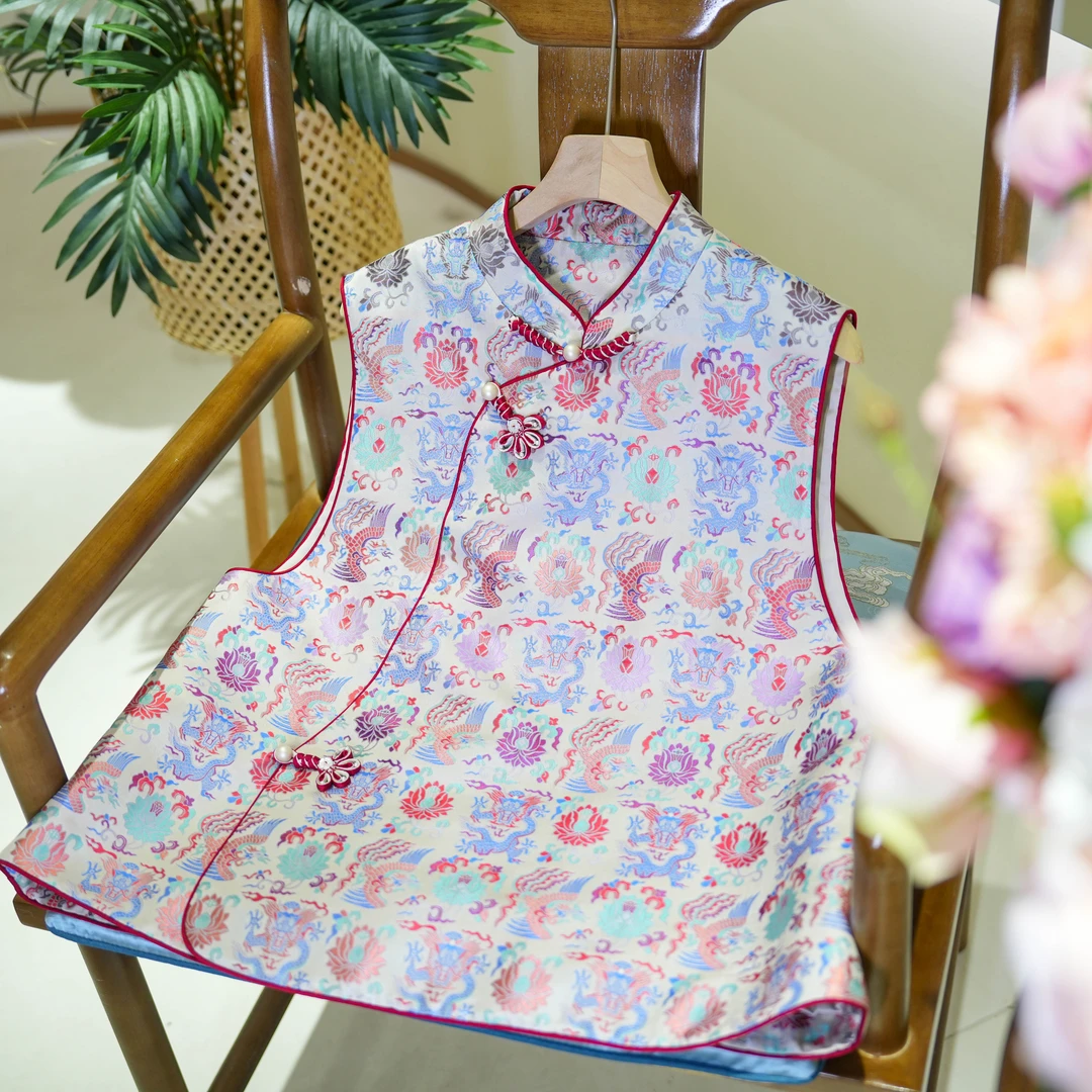 【五重纬宋锦】100桑蚕丝国风新中式马甲24M0330   L