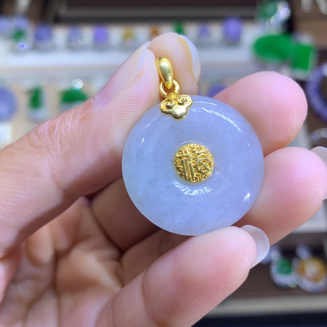 翡翠戒指18K金镶嵌翡翠