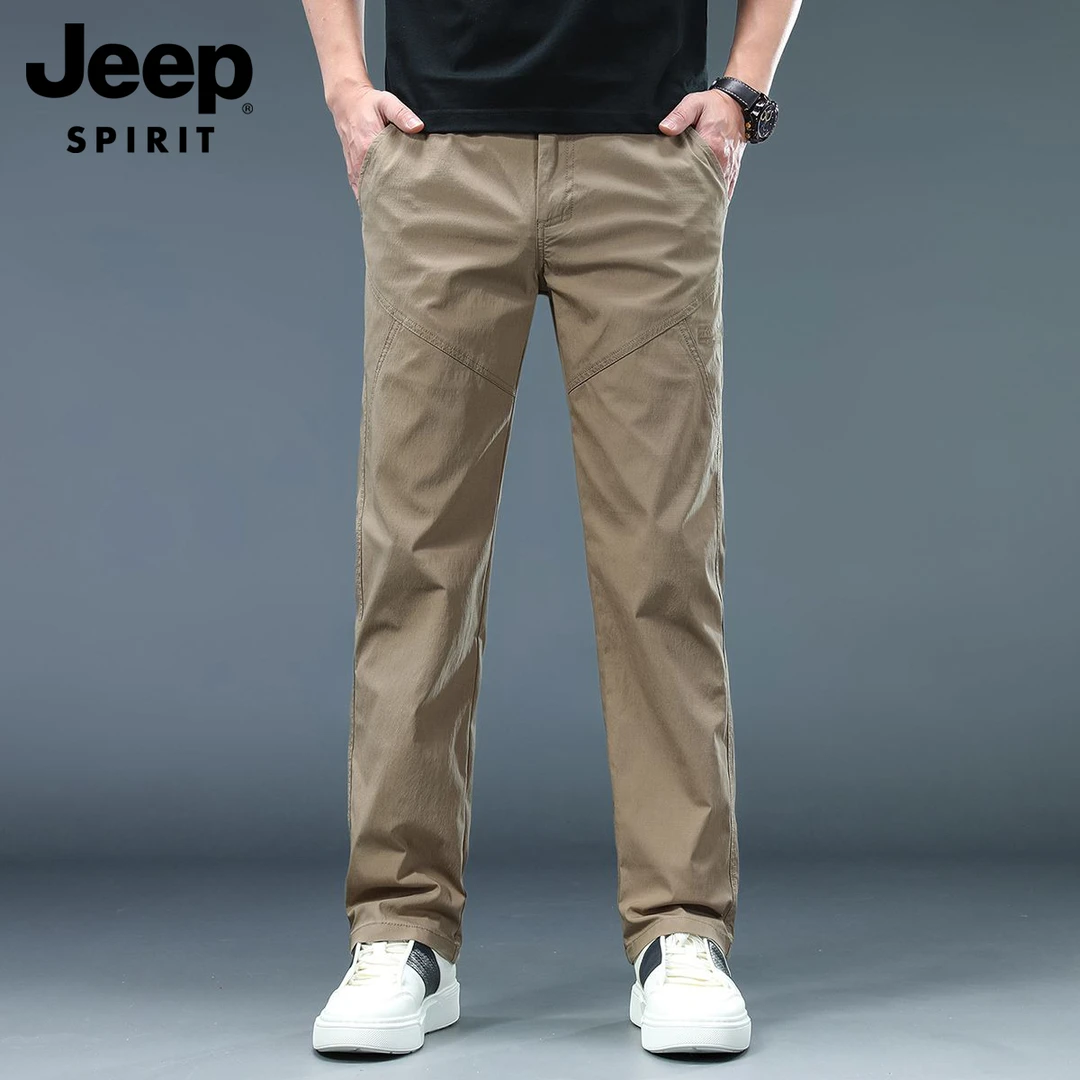 JEEPSPIRIT春夏薄款男裤直筒男士免烫休闲裤夏季长裤弹力