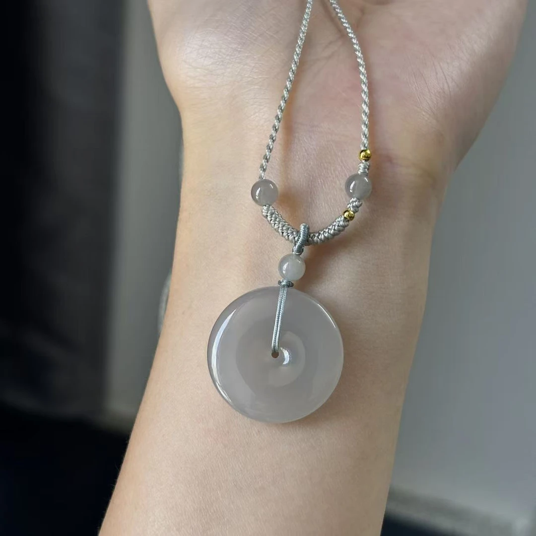 【福满糖】和田玉高冰烟紫平安扣