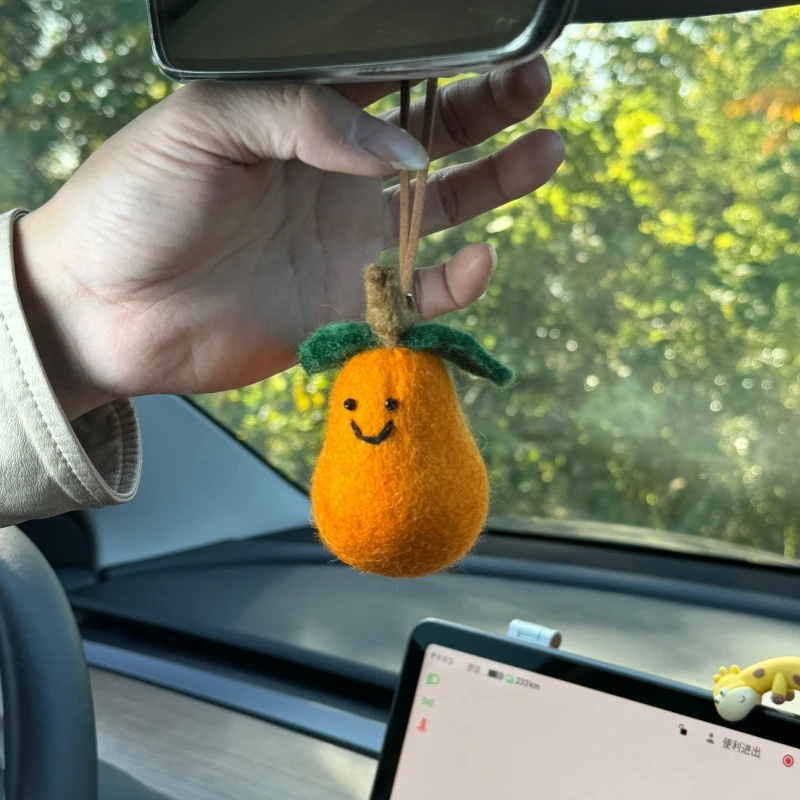 尼泊尔手工羊毛毡汽车挂件车内毛绒可爱橘子水果后视镜平安挂饰女