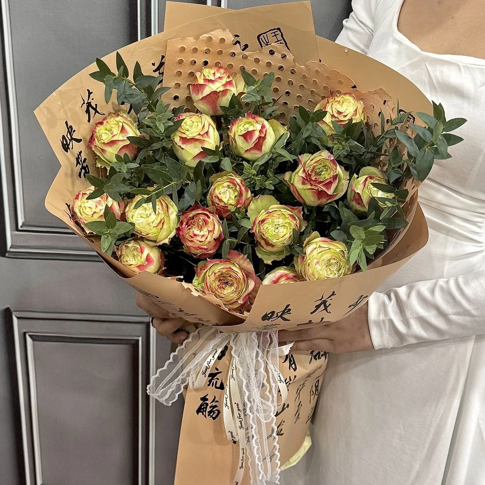 【苹果杰克】苹果杰克玫瑰花九星叶混搭花束国风花束生日鲜花配送生日花束花店送花上门约会花束