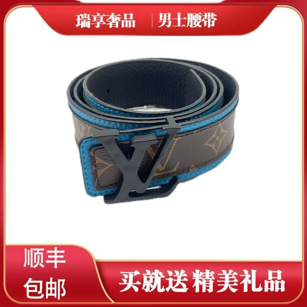 95新 LouisVuitton/路易威登 98新磨砂老花拼皮85码皮带12750487
