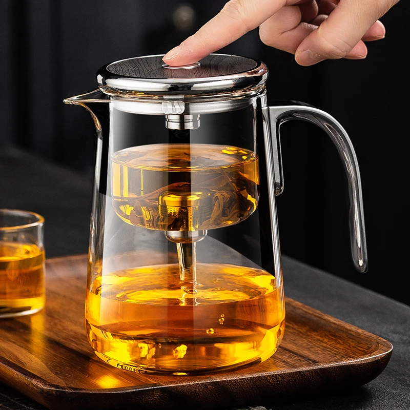 2025新款玻璃飘逸杯茶水分离按压魔术杯 办公室懒人泡茶器聪明壶