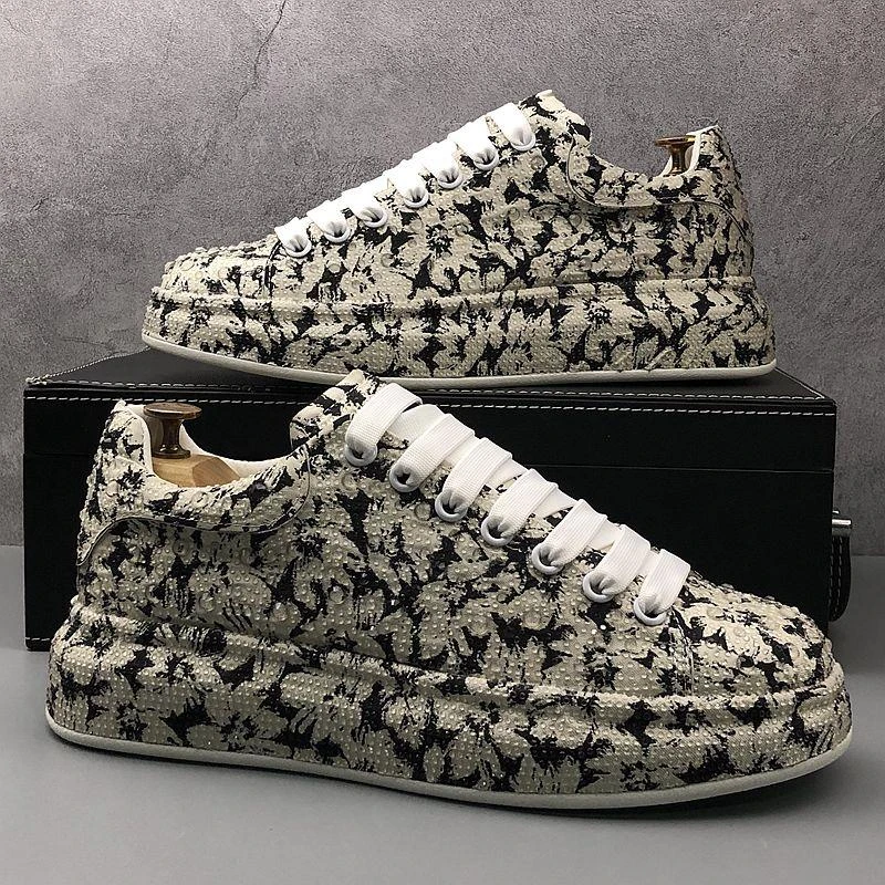 Bambetel男鞋厚底板鞋年新款保暖烫钻鞋子男士潮鞋内增时尚百搭