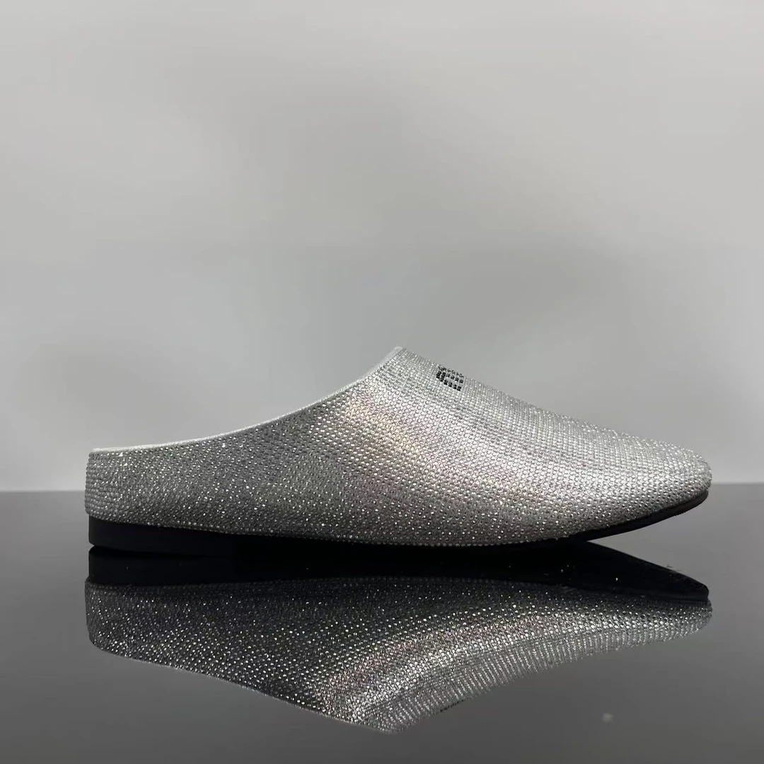 秋冬新品休闲时尚满钻包头半拖复古百搭低跟单鞋 X 检 6316