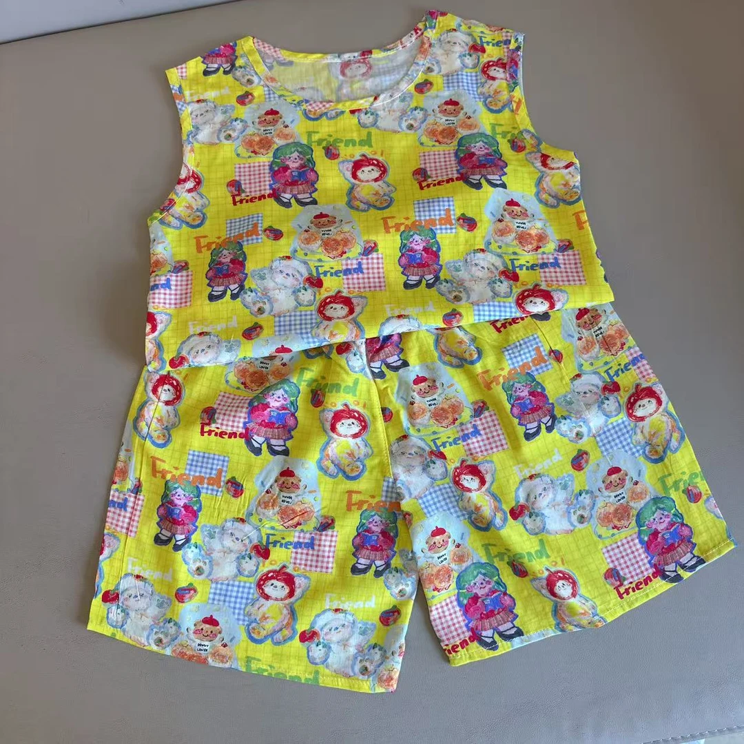 面包小熊背心  秋护肩过膝无袖上衣搭配短裤套装