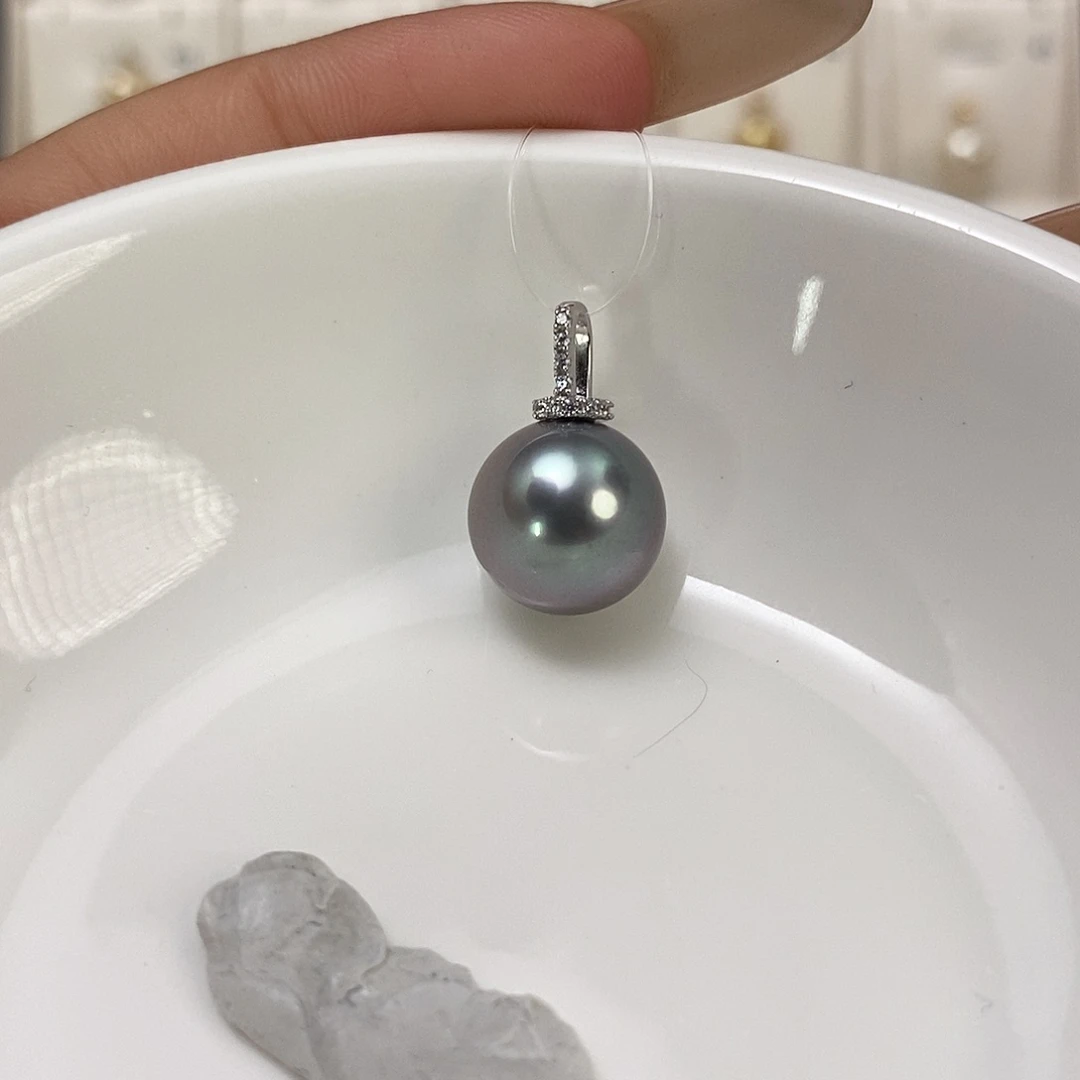 海水珍珠吊坠(不含链)银S925镶嵌大溪地12-13