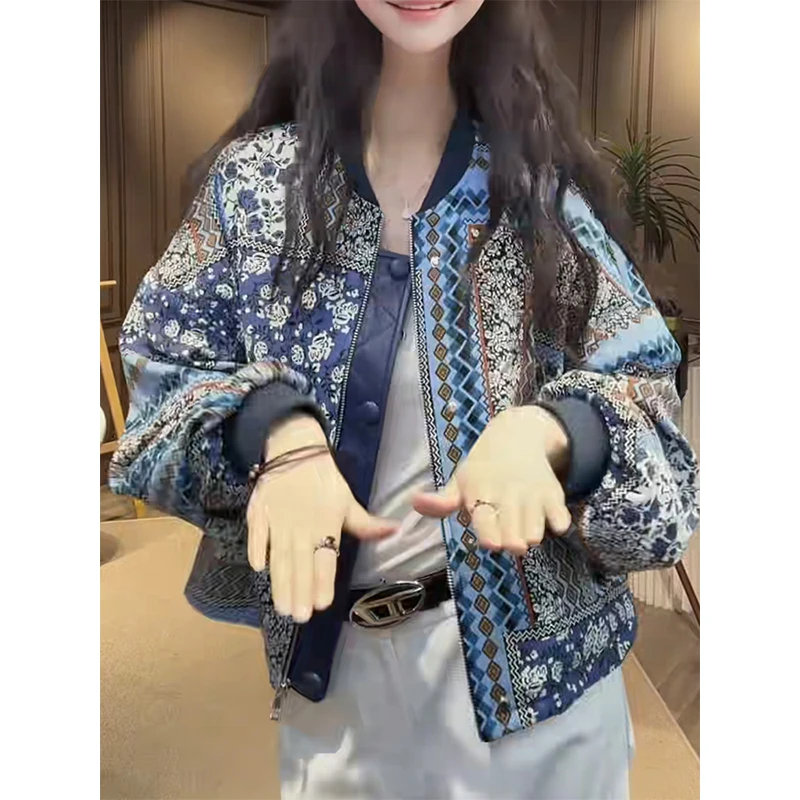 2025春秋新款欧货复古撞色棒球服女今年流行宽松休闲短款夹克外套
