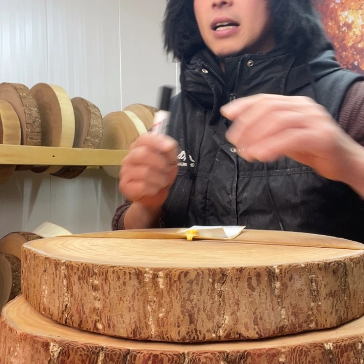 人***梦木A银杏木菜板原木整切