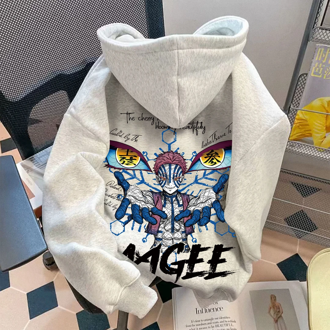 【爆款动漫卫衣】鬼灭之刃猗窝座印花连帽卫衣重磅二次元