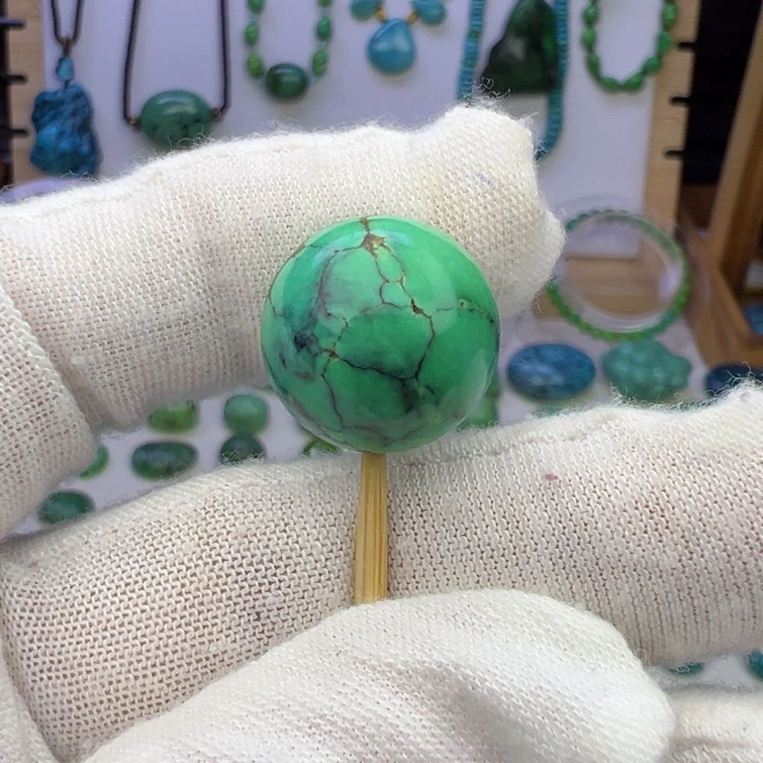 菜籽绿网花圆珠15.7mm兰