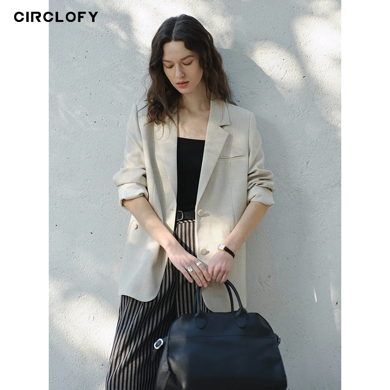 CIRCLOFY瑟夕经典复古风时尚简约通勤休闲长袖西装外套CIVA222812