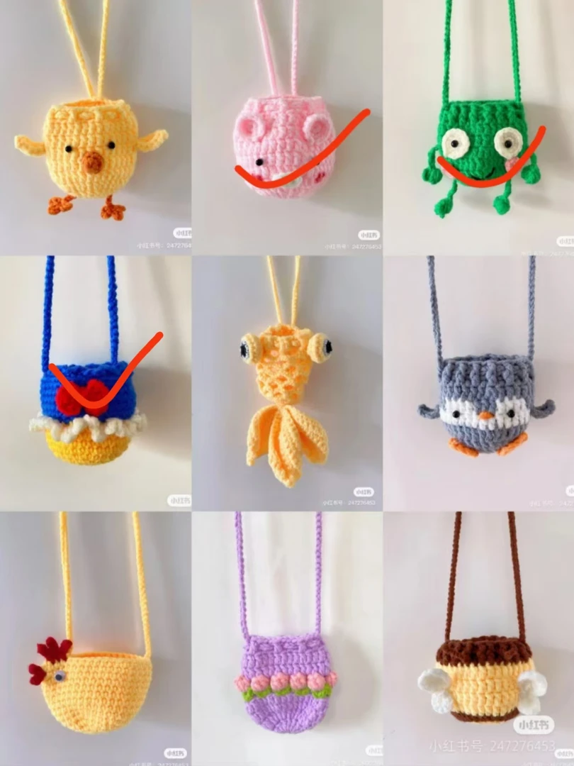 纯手工编织装鸡蛋蛋兜毛线钩织呆萌小鸡手拎斜挎装熟鸡蛋袋子