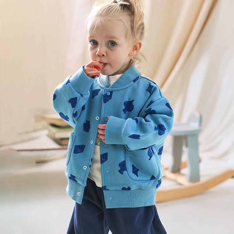 muaqiaqia 小童棒球服男童立领外套春秋新款宝宝满印上衣5YCU013