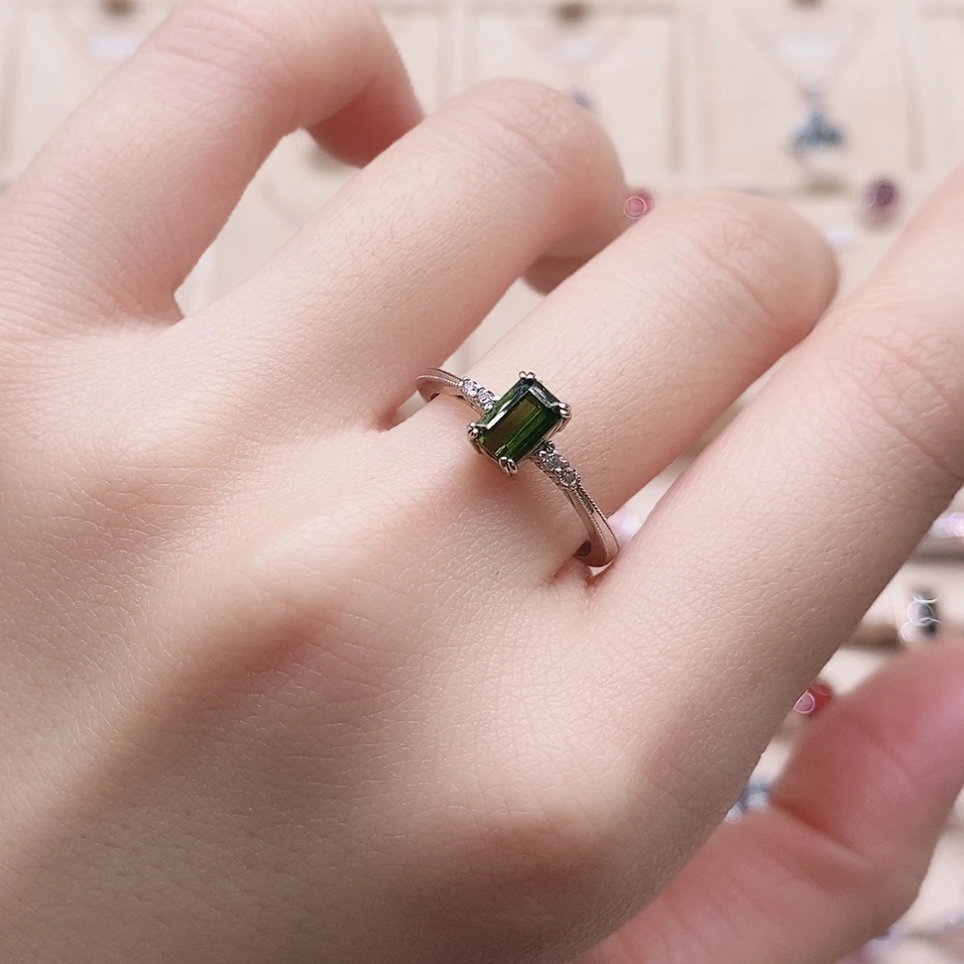 碧玺银S925镶嵌戒指戒指