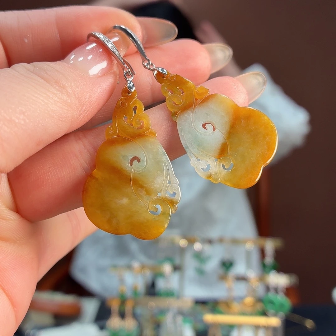 翡翠银S925镶嵌耳饰