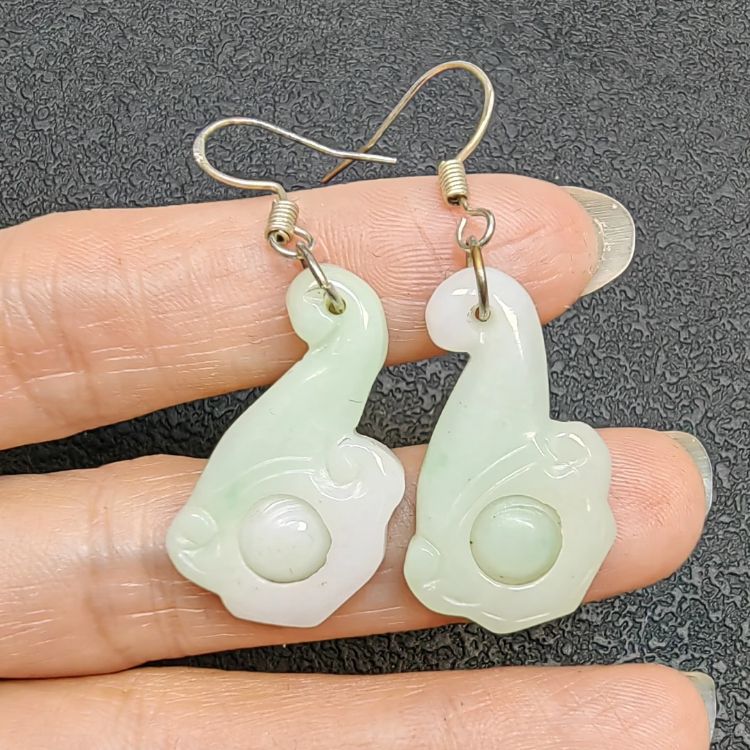 天然翡翠A货 如意转运球耳坠精致百搭