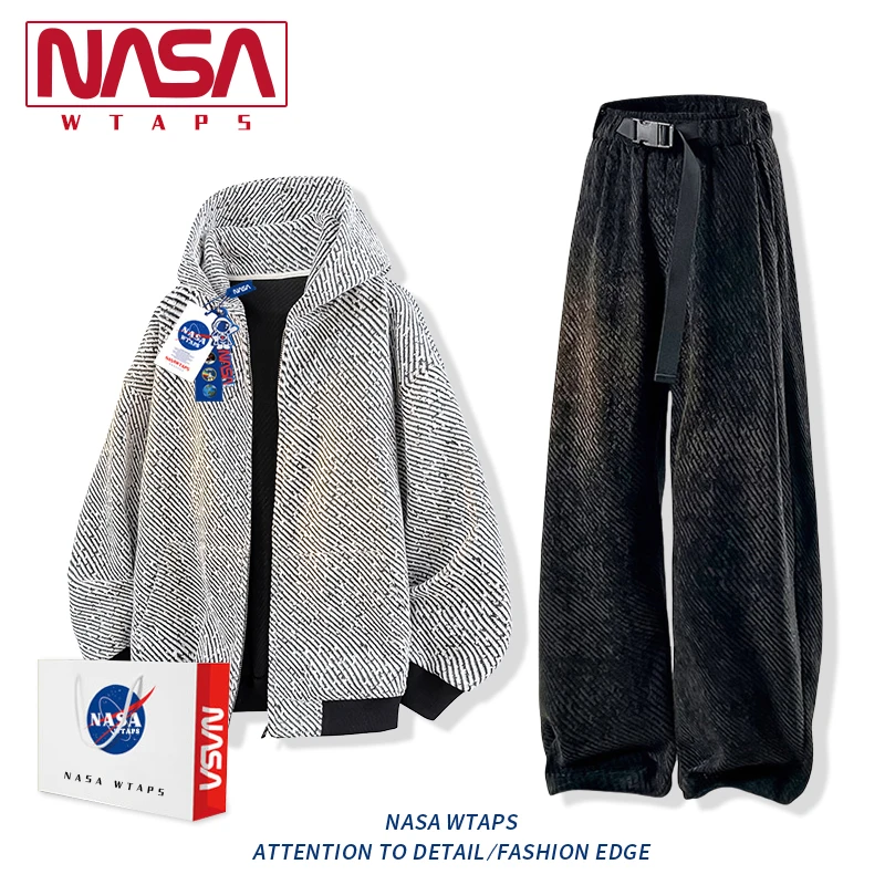 NASA WTAPS美式复古星空纹卫衣套装男款春秋季宽松休闲运动两件套