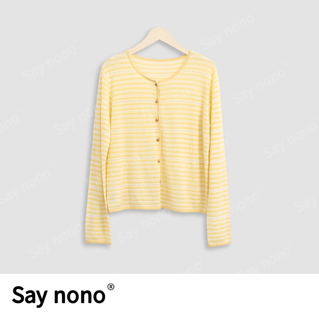 懒猫nono│Saynono 长袖气质圆领毛针织开衫/SYAN62078