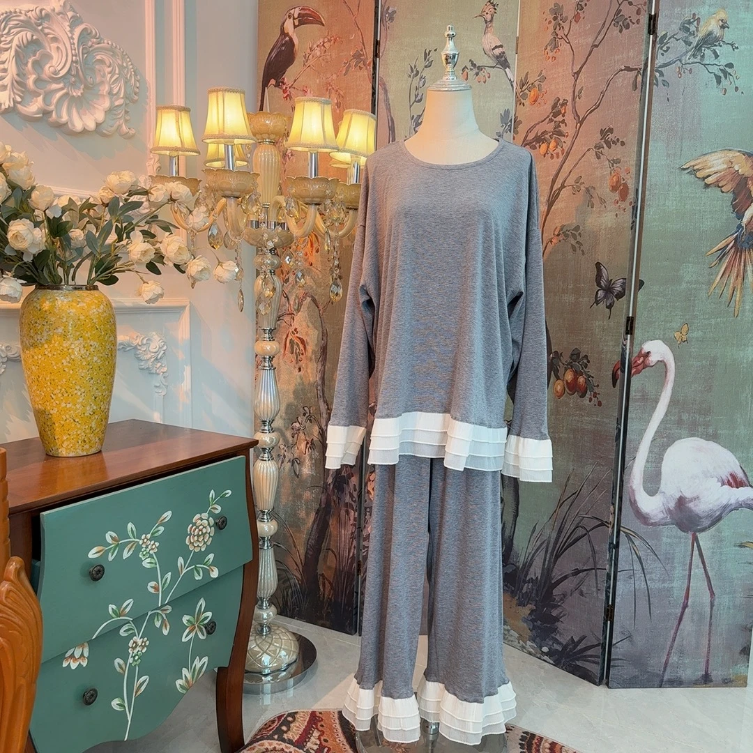 长裤长袖冬季纯色睡衣家居服套装短裤家居服女士简约