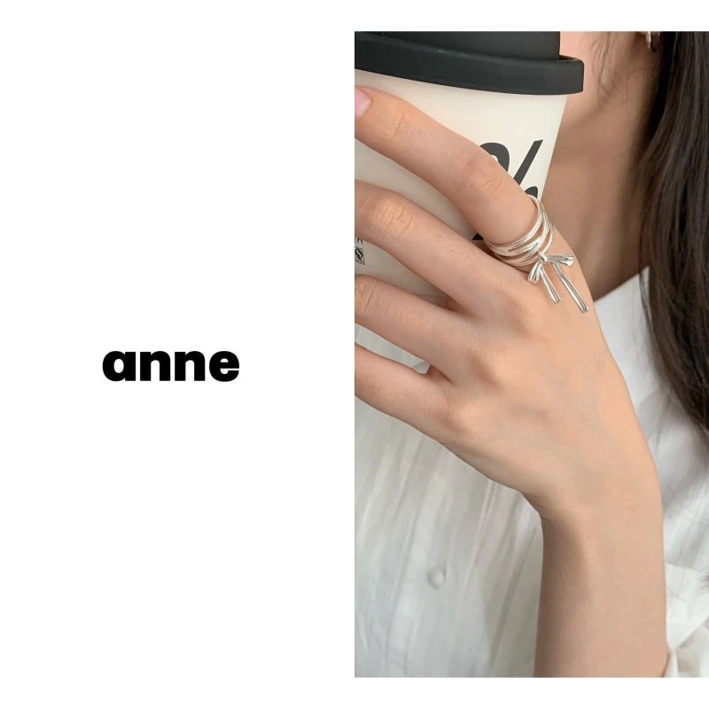 铜合金戒指 【纯白丝带】韩国蝴蝶结丝带戒指小众可调节戒指