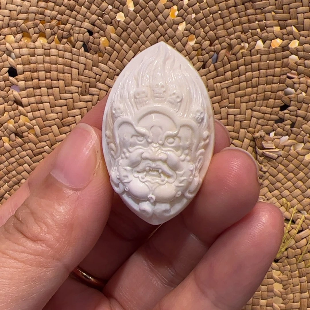 裸石蜜蜡未镶嵌瓷白大黑天吊坠