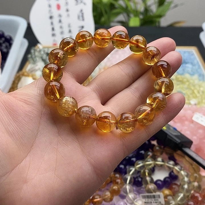 水晶手链未镶嵌巴西黄塔晶12+