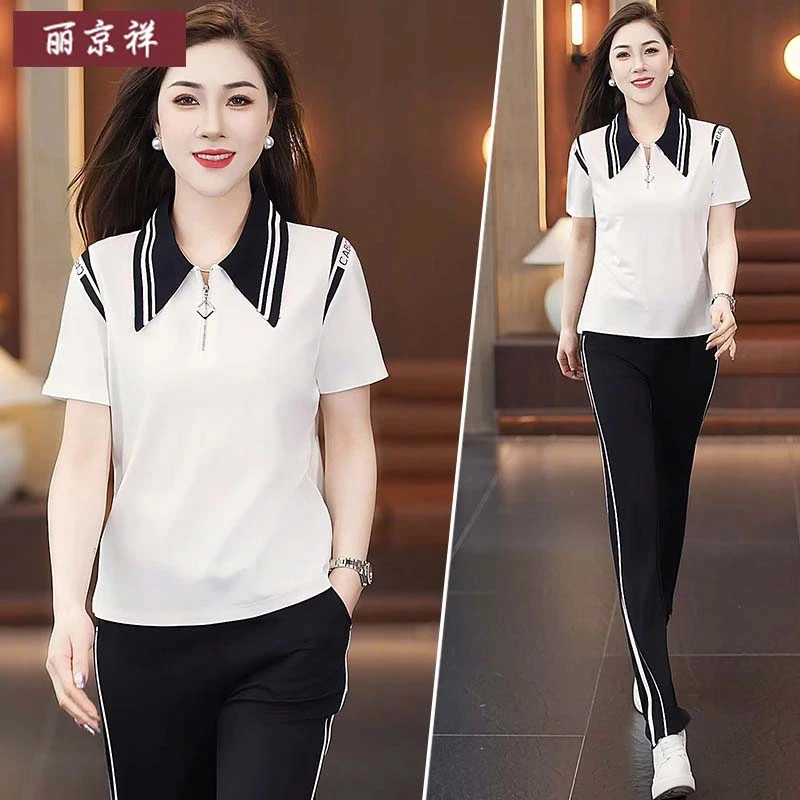 夏天运动套装时尚穿搭一整套女士薄款短袖网红炸街气质显瘦两件套