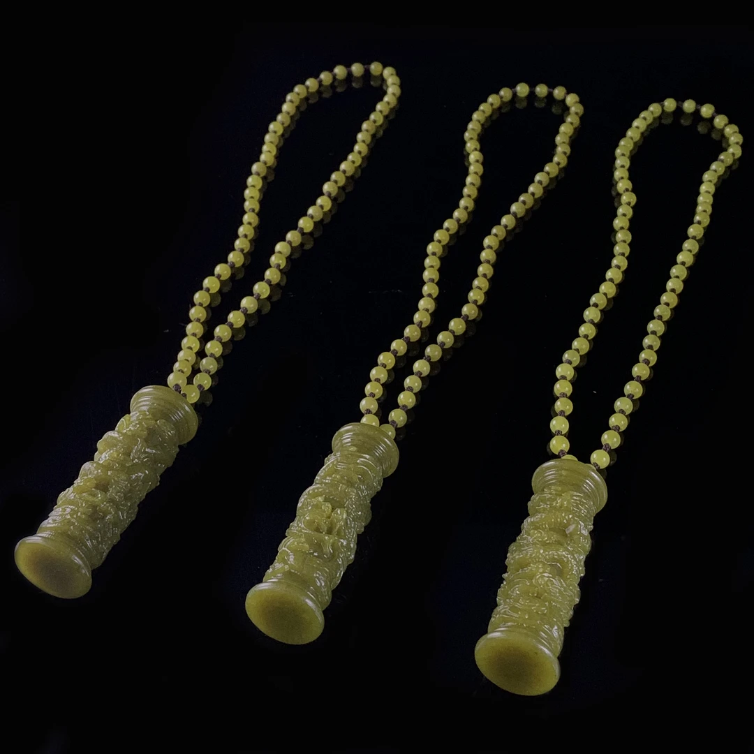 C3714【玉甲珠宝】极光帝王青岫玉龙柱-配珠链-多样性发货只发一件