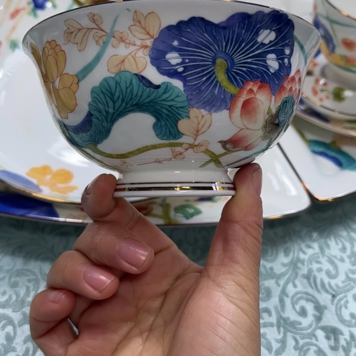 瓷片荷塘碗六个4.5寸