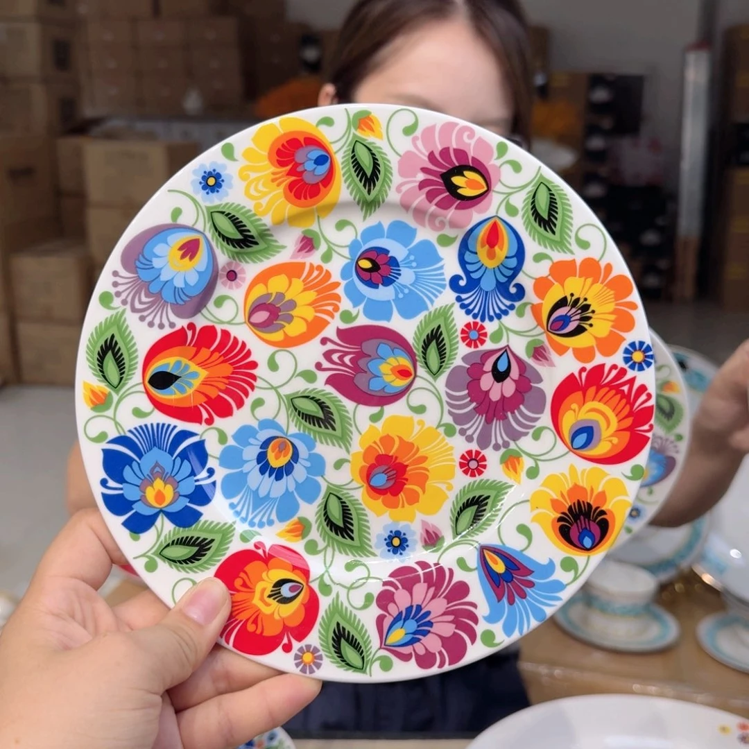 骨瓷骨瓷8英寸20cm平盘2只外贸骨瓷