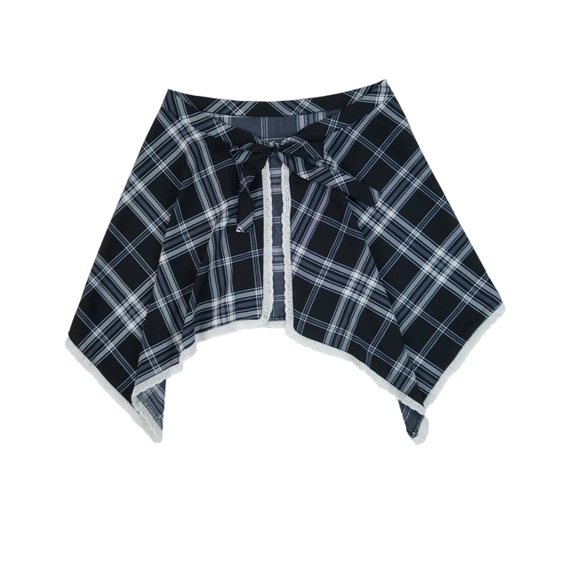 格子屁帘夏季轻薄一片式叠穿神器不规则半身裙衬衫假下摆男生衫