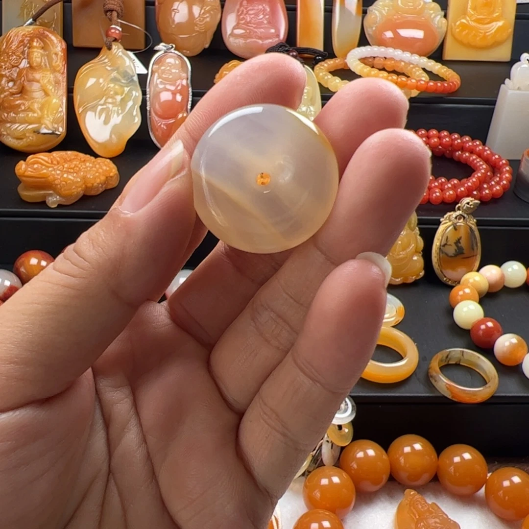 石英质玉（黄龙玉）银S925镀金镶嵌吊坠(不含链)