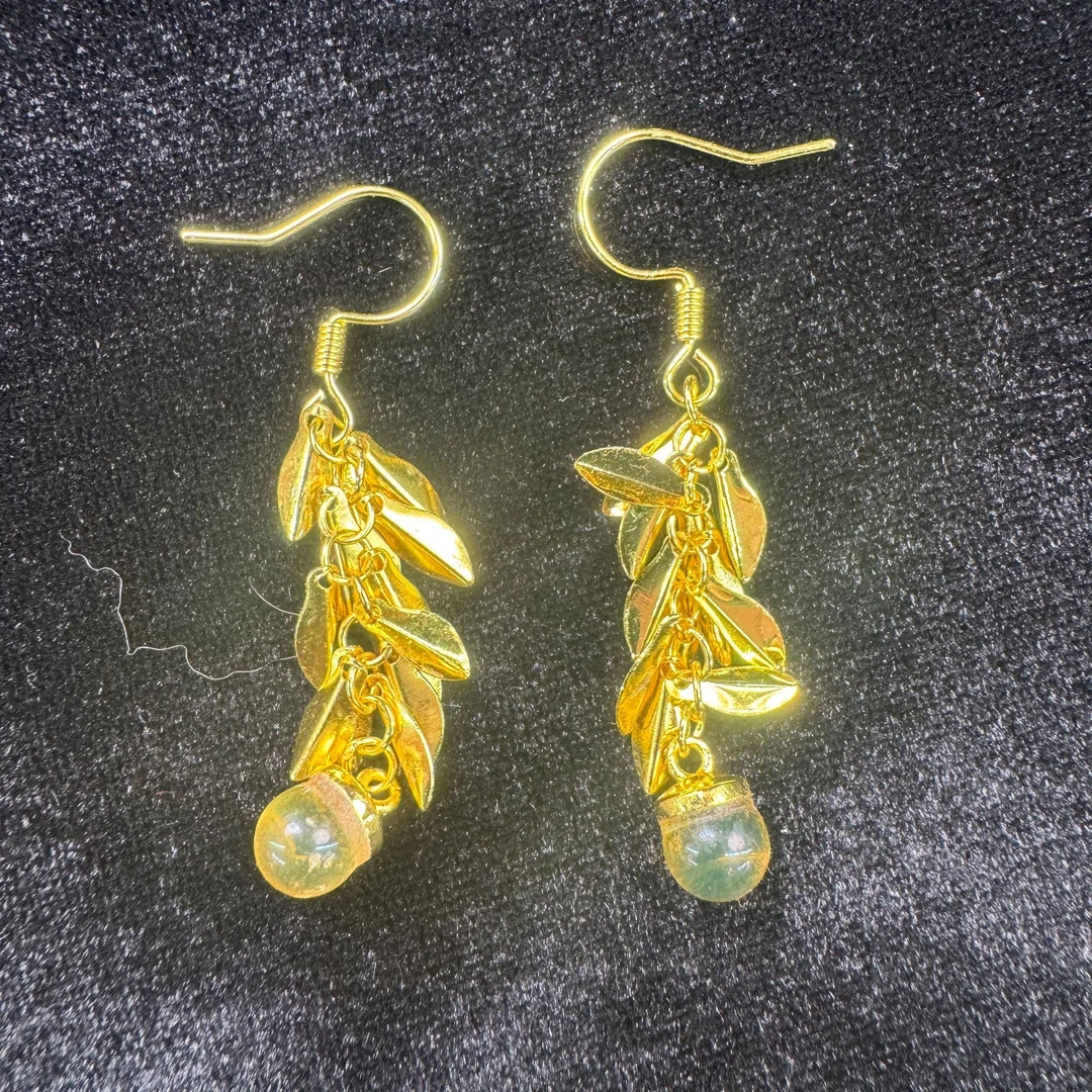 【万佳甄选】麦穗轻垂羽纷飞美色蓝珀耳线合金镶嵌耳饰【YES33】