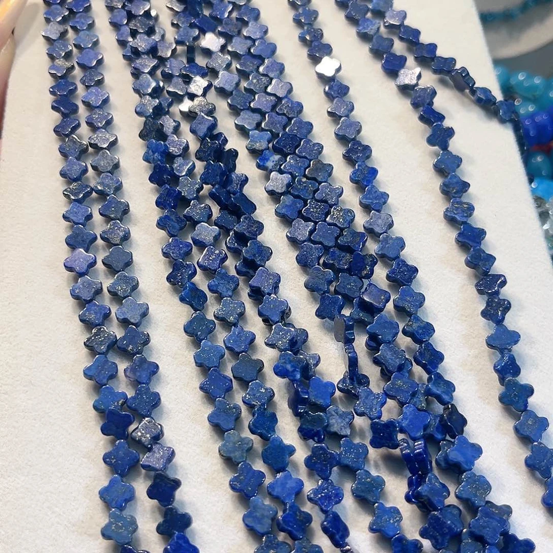 合金玛瑙/玉髓珠宝半成品7mm青金四叶草一条