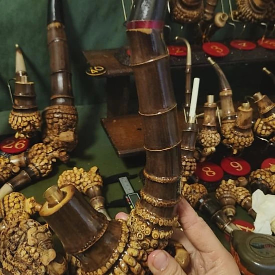 老***文贵州特色竹根烟斗工艺品手把件