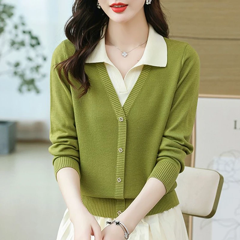 假两件针织衫打底毛衣女装秋装2024新款秋冬季洋气爆款百搭上衣